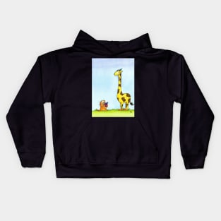 Giraffe Birthday with cat Kids Hoodie